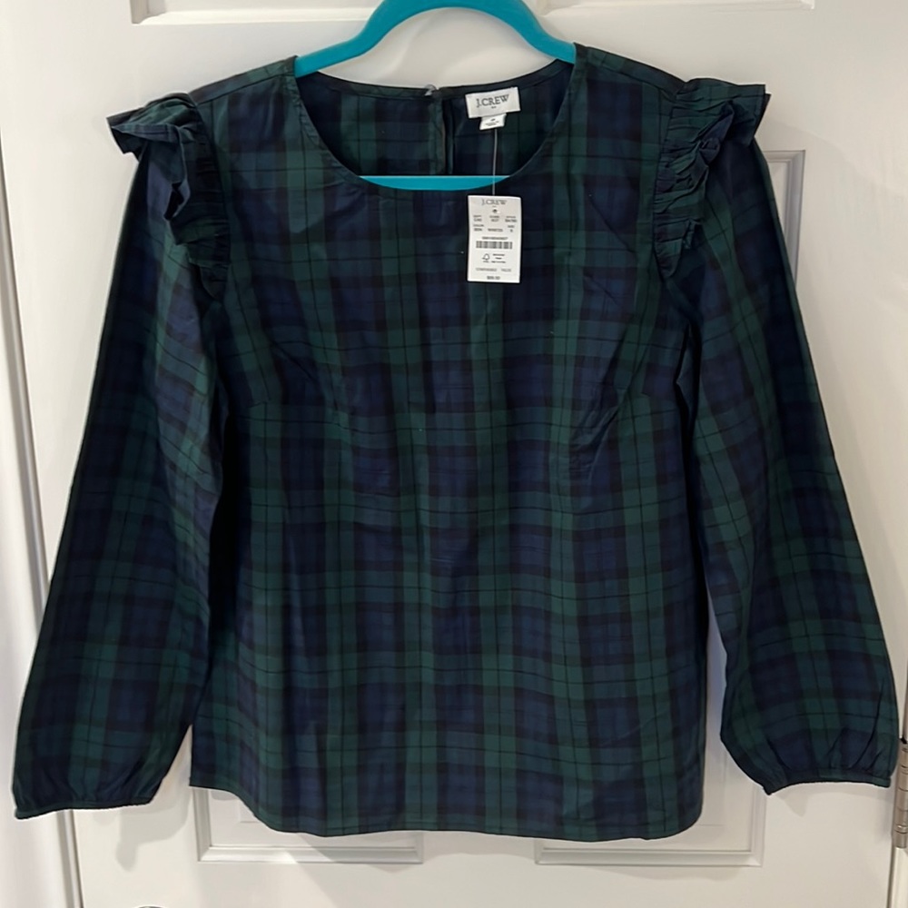 J.Crew NWT Tartan Ruffle Blouse